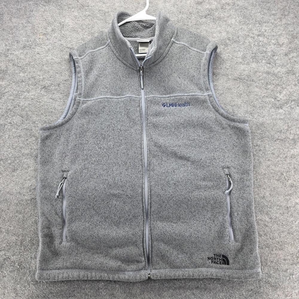 The North Face Vest Mens XL Gray Sweater Fleece Full Zip LMH Health Logo